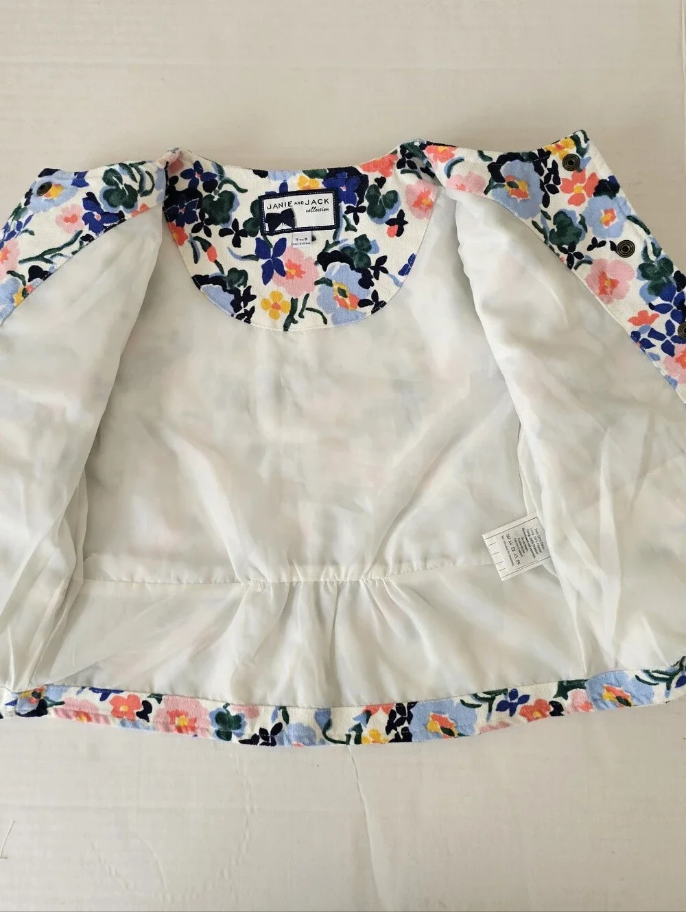 JANIE And JACK floral Quilted Jacket Childs Size 7-8 Corduroy Snap Front - Picture 7 of 11